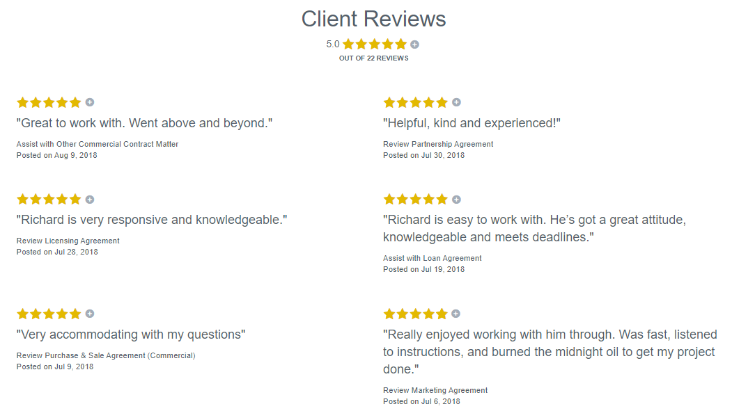 Client reviews Upcounsel recap2
