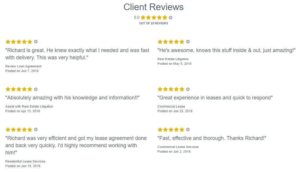 Client reviews Upcounsel recap3