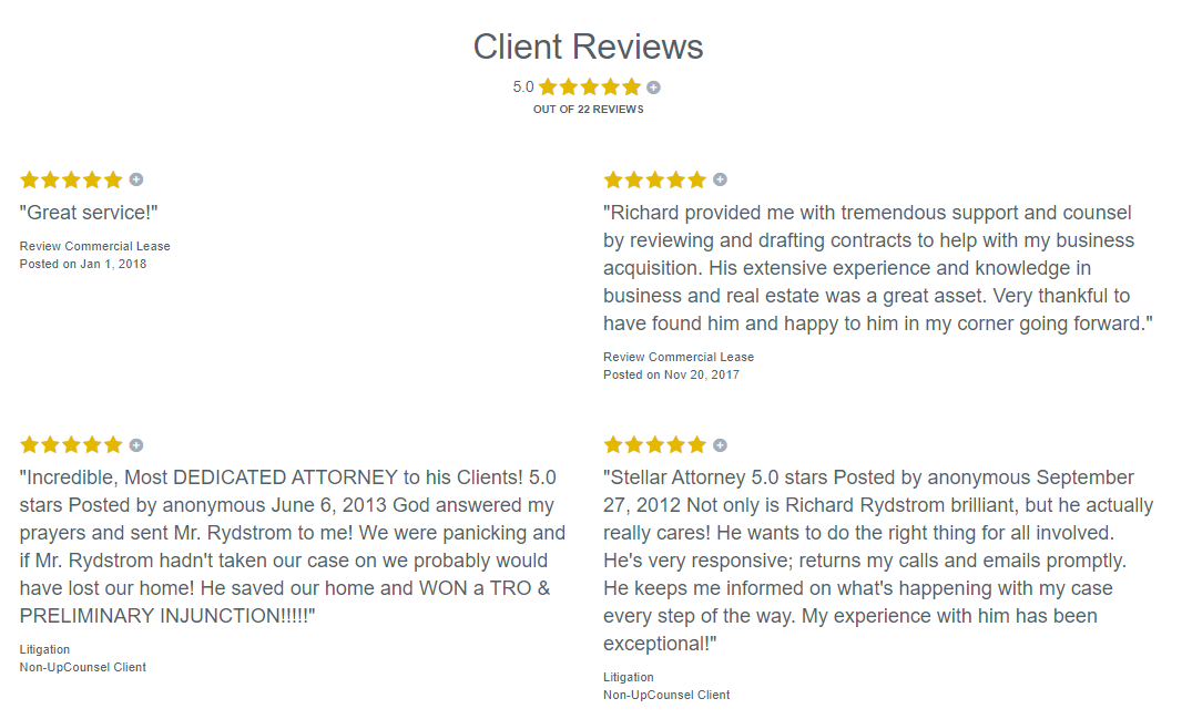 Client reviews Upcounsel recap4